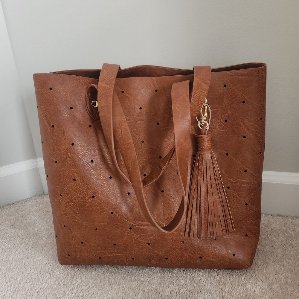 Brown Tote Bag with Tassel